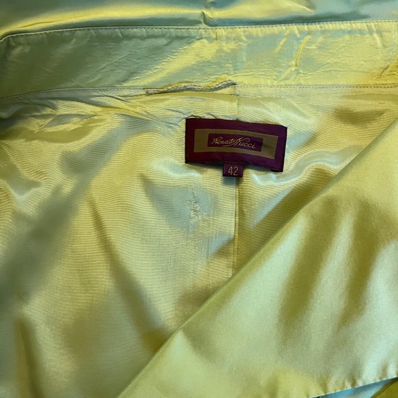 Renato Mucci Green Silk Cocktail Jacket S 42 V Neck and Wide Collar - Picture 11 of 14